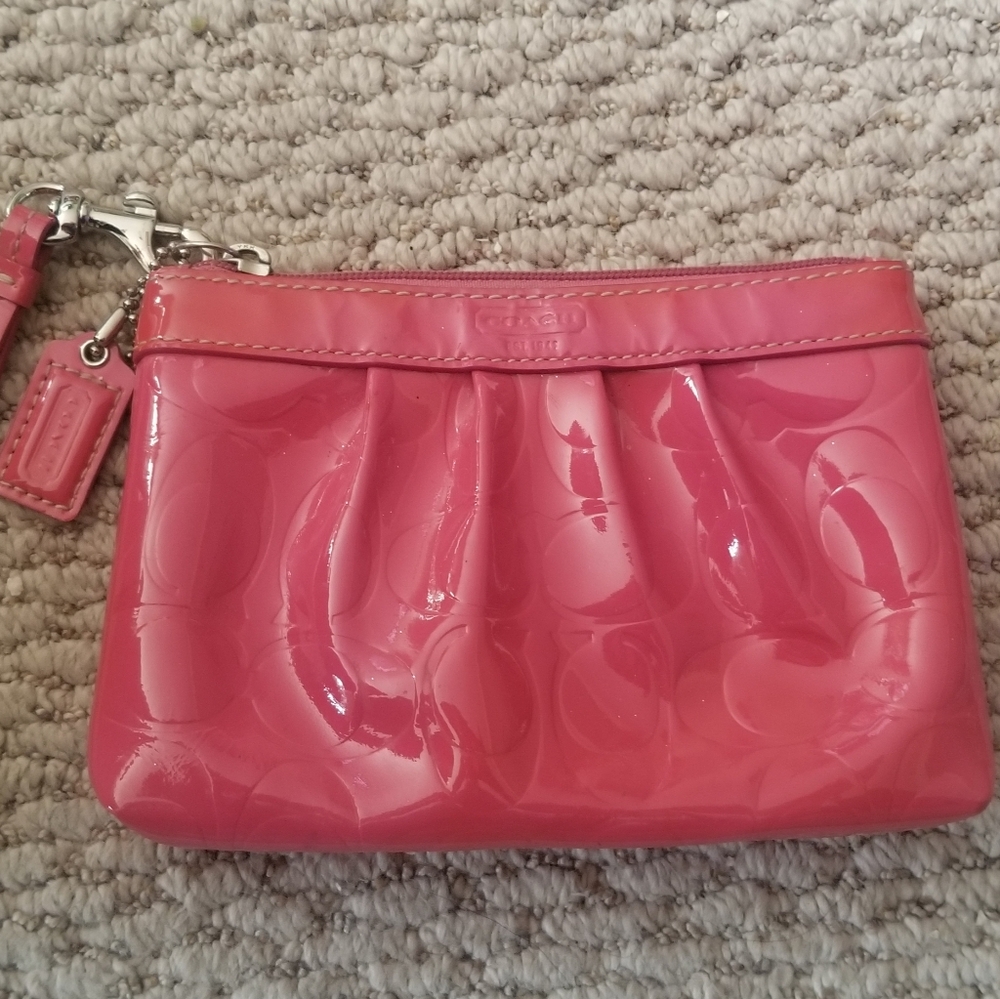 Coach Pink Embossed Wristlet